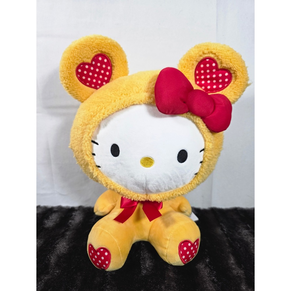 Sanrio Hello Kitty Yellow Bear Costume Plush Red Bow Heart Accents 2023 SKJ USA
